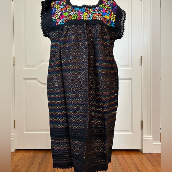 Handmade Mexican Paloma Embroidered Tunic Dress - Picture 1 of 9